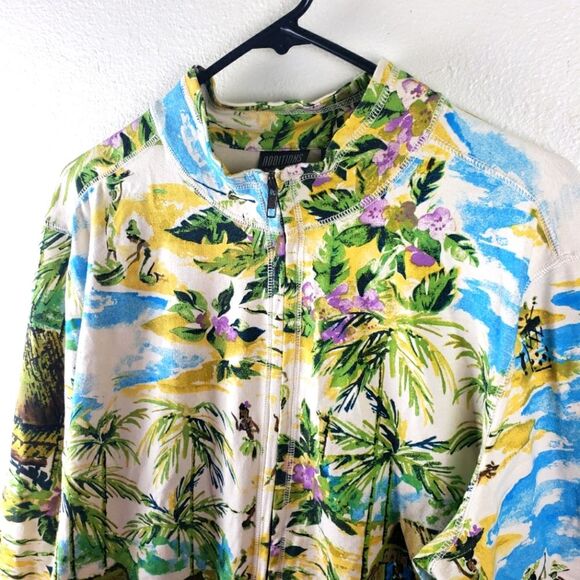 Chico's Additions Hawaiian Tropical Print Women's Zip Up Jacket Coat SZ 3/XL - Picture 8 of 15